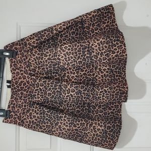 Aqua leopard print pleated skirt